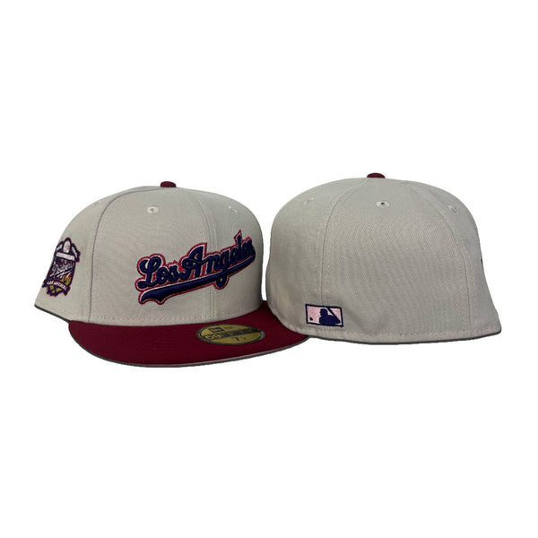 Stone Script Los Angeles Dodgers Burgundy Visor Pink Bottom 40th Anniv ...