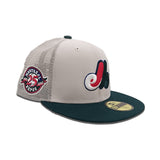 Stone Trucker Montreal Expos Dark Green Visor Gray Bottom 25th Anniversary Side Patch New Era 59Fifty Fitted