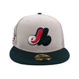 Stone Trucker Montreal Expos Dark Green Visor Gray Bottom 25th Anniversary Side Patch New Era 59Fifty Fitted