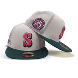 Stone Trucker Seattle Mariners Dark Green Visor Gray Bottom 35th Anniversary Side Patch New Era 59Fifty Fitted