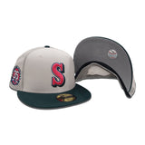 Stone Trucker Seattle Mariners Dark Green Visor Gray Bottom 35th Anniversary Side Patch New Era 59Fifty Fitted