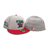 Stone Trucker Toronto Blue Jays Red Visor Green Bottom 25th Anniversary Side Patch New Era 59Fifty Fitted