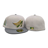 Stone Los Angeles Angels Stone Gray Visor Green Bottom 50th Anniversary Side Patch New Era 59Fifty Fitted