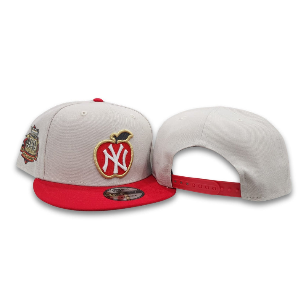Stone New York Yankees Red Visor Gray Bottom 100th Anniversary Side Patch New Era 9Fifty Snapback