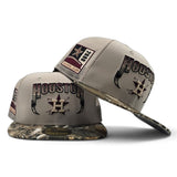 Stone Trucker Houston Astros Lightning Logo Real Tree Camo Visor Gray Bottom 2000 Inaugural Season Side Patch New Era 59Fifty Fitted