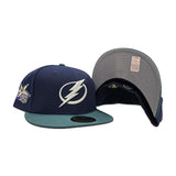 Navy Blue Glow in the Dark Tampa Bay Lightning Pine Needle Green Visor Gray Bottom 1999 All Star Game Side Patch New Era 59Fifty Fitted