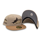 Camel Tampa Bay Rays Dark Tan Visor Gray Bottom Tropicana Field Side Patch New Era 59Fifty Fitted