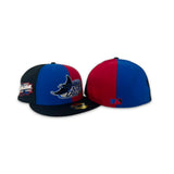 Pinwheel Red Royal Blue Black Tampa Bay Rays Black Visor Gray Bottom 1998 Inaugural Season Side Patch New Era 59Fifty Fitted