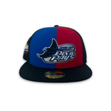 Pinwheel Red Royal Blue Black Tampa Bay Rays Black Visor Gray Bottom 1998 Inaugural Season Side Patch New Era 59Fifty Fitted