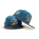 Teal San Jose Sharks Dark Gray Visor Gray Bottom 15th Season Side Patch New Era 59Fifty Fitted