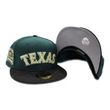 Dark Green Texas Rangers Black Visor Gray Bottom Final Season Side Patch New Era 59Fifty Fitted