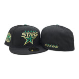 Black Dallas Texas Stars Black Visor Green Bottom 5th Anniversary Side Patch New Era 59Fifty Fitted