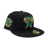 Black Dallas Texas Stars Black Visor Green Bottom 5th Anniversary Side Patch New Era 59Fifty Fitted