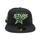 Black Dallas Texas Stars Black Visor Green Bottom 5th Anniversary Side Patch New Era 59Fifty Fitted