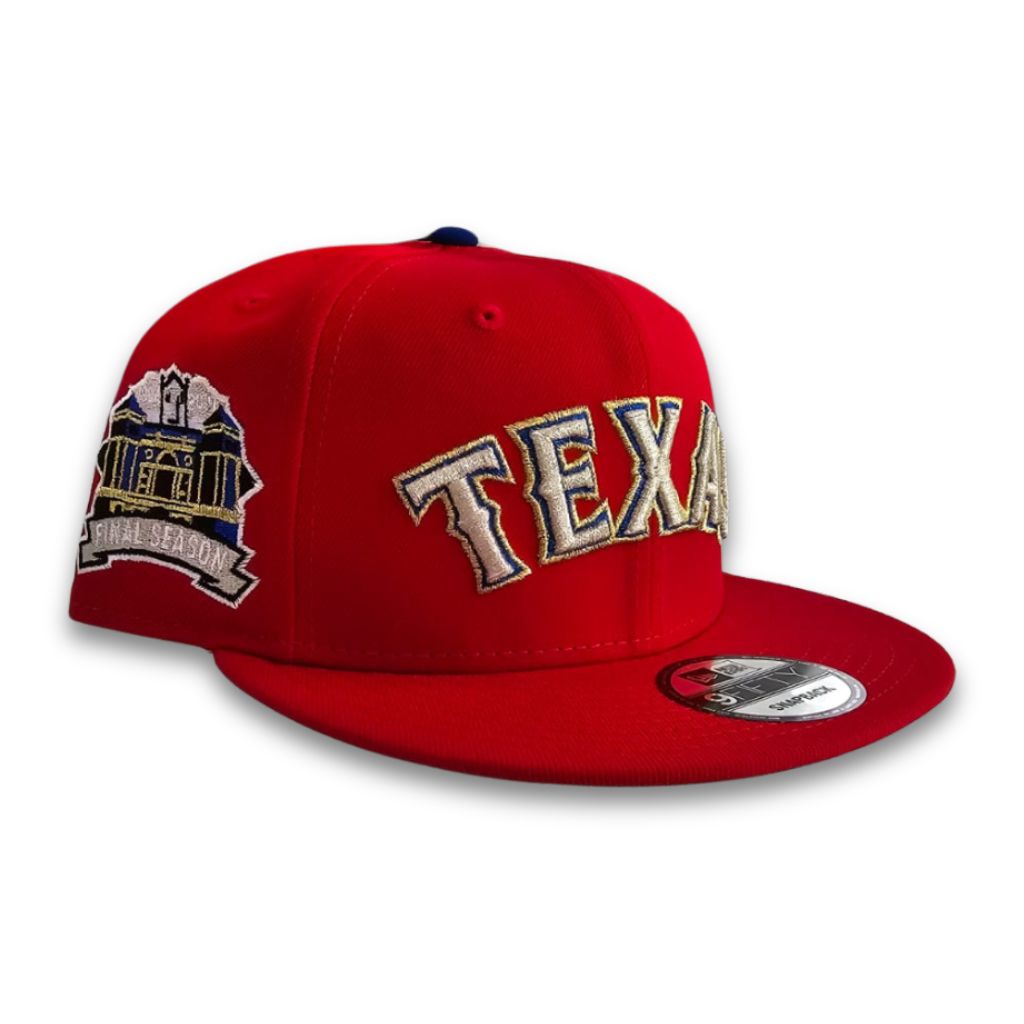 Red Texas Rangers Gray Bottom Final Season Side Patch New Era 9Fifty Snapback