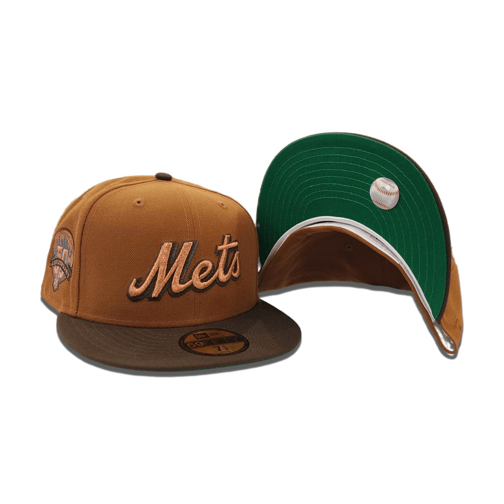 Toasted Peanut NY Mets Brown Visor 50th Anniversary Patch Fitted 73/4