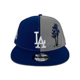 Royal Blue Gray Split Los Angeles Dodgers Palm Tree Gray Bottom 50th Anniversary New Era 9Fifty Snapback