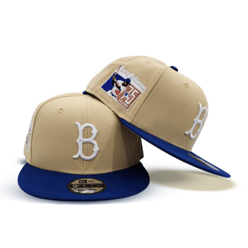 Vegas Gold Brooklyn Dodgers Royal Blue Visor Gray Bottom Jackie Robinson 75th Years Side Patch New Era 9FIFTY Snapback