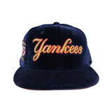 Navy Blue Velvet New York Yankees Red Bottom 75th Anniversary Side Patch New Era 59Fifty Fitted