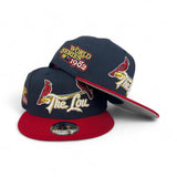 Navy Blue St Louis Cardinals “The Lou” Red Visor Gray Bottom 1982 World Series 9Fifty New Era Snapback