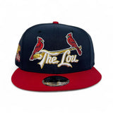 Navy Blue St Louis Cardinals “The Lou” Red Visor Gray Bottom 1982 World Series 9Fifty New Era Snapback