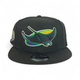 Black Tampa Bay Rays Gray Bottom 1998 Inaugural Season Side Patch New Era 9Fifty Snapback