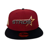 Brick Red Houston Astros 'stros Black Visor Gray Bottom Space City Side Patch New Era 59Fifty Fitted