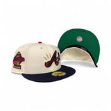 Off White Atlanta Braves Lighting Logo Navy Blue Visor Green Bottom 1995 World Series Welcome To The Show Side Patch New Era 59Fifty Fitted