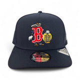 Navy Blue Boston Red Sox Curved Brim Gray Bottom Cartoon Pack New Era 9Fifty A-Frame Snapback