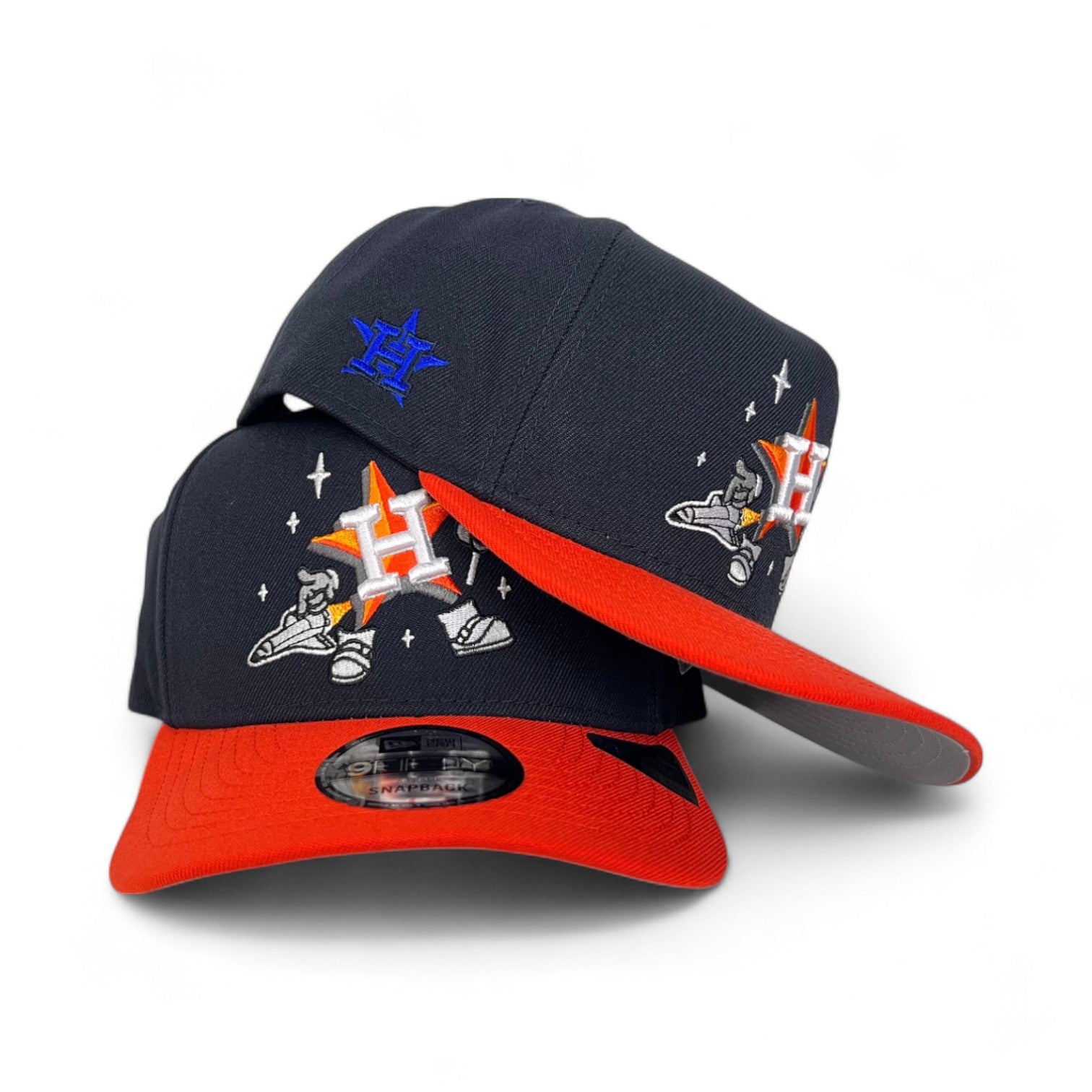 New Era Houston Astros 9FIFTY LP Snapback Cap - Low Profile, Felt Collaboration, Navy/Orange