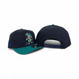 Navy Blue Seattle Mariners Teal Curved Brim Gray Bottom Cartoon Pack New Era 9Fifty A-Frame Snapback