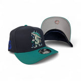 Navy Blue Seattle Mariners Teal Curved Brim Gray Bottom Cartoon Pack New Era 9Fifty A-Frame Snapback