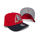 Red St. Louis Cardinals Navy Blue Curved Brim Gray Bottom Cartoon Pack New Era 9Fifty A-Frame Snapback