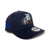 Navy Blue Detroit Tigers Curved Brim Gray Bottom Cartoon Pack New Era 9Fifty A-Frame Snapback