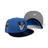 Light Royal Blue Upside Down Arizona Diamondbacks Navy Blue Visor Gray Bottom 1998 Inaugural Season Side Patch New Era 59Fifty Fitted