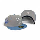 Gray Kansas City Royals Diet Starts Monday Lightning Bolts Collection Sky Blue Visor Gray Bottom 10 Seasons Side Patch New Era 59Fifty Fitted