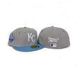 Gray Kansas City Royals Diet Starts Monday Lightning Bolts Collection Sky Blue Visor Gray Bottom 10 Seasons Side Patch New Era 59Fifty Fitted