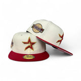 Off White Houston Astros Red Visor Pink Bottom 2005 World Series Side Patch New Era 59Fifty Fitted