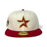 Off White Houston Astros Red Visor Pink Bottom 2005 World Series Side Patch New Era 59Fifty Fitted