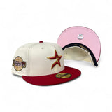 Off White Houston Astros Red Visor Pink Bottom 2005 World Series Side Patch New Era 59Fifty Fitted