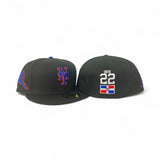 Black New York Mets Gray Bottom #22 Juan Soto Side Patch Dominican Flag New Era 59Fifty Fitted