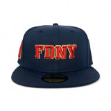 Navy Blue Red Logo Fire Department City Of New York " FDNY " Gray Bottom New York Yankees Side Patch New Era 59FIFTY Fitted Hat