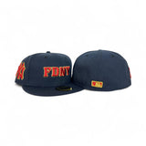 Navy Blue Red Logo Fire Department City Of New York " FDNY " Gray Bottom New York Yankees Side Patch New Era 59FIFTY Fitted Hat