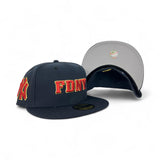 Navy Blue Red Logo Fire Department City Of New York " FDNY " Gray Bottom New York Yankees Side Patch New Era 59FIFTY Fitted Hat