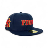 Navy Blue Red Logo Fire Department City Of New York " FDNY " Gray Bottom New York Yankees Side Patch New Era 59FIFTY Fitted Hat
