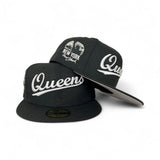 Black Script Queens Gray Bottom Statue of Liberty New York NY Patch New Era 59Fifty Fitted