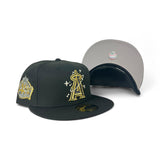 Black Los Angeles Angels Gold Space logo Gray Bottom 40th Season Side Patch New Era 59Fifty Fitted