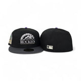 Black Colorado Rockies Dark Gray Visor Gray Bottom 1995 Coors Field Side Patch New Era 59Fifty Fitted