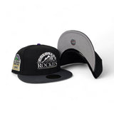 Black Colorado Rockies Dark Gray Visor Gray Bottom 1995 Coors Field Side Patch New Era 59Fifty Fitted