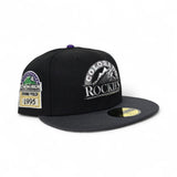 Black Colorado Rockies Dark Gray Visor Gray Bottom 1995 Coors Field Side Patch New Era 59Fifty Fitted